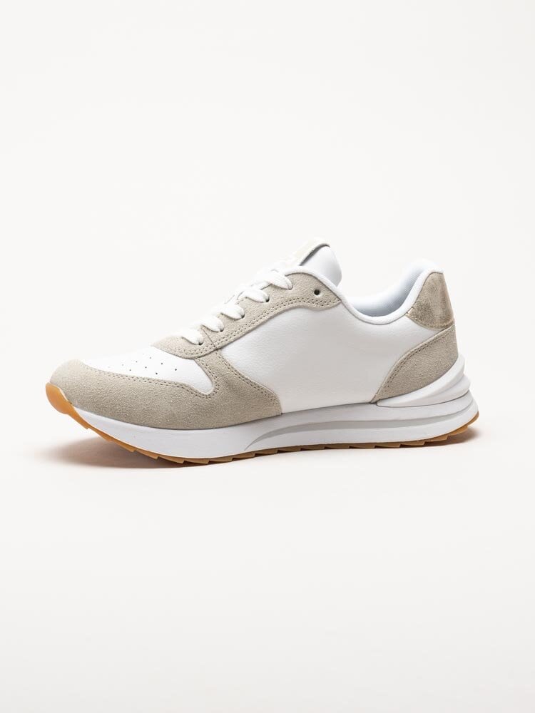 Rieker - Vit beige sneakers i skinn och mocka