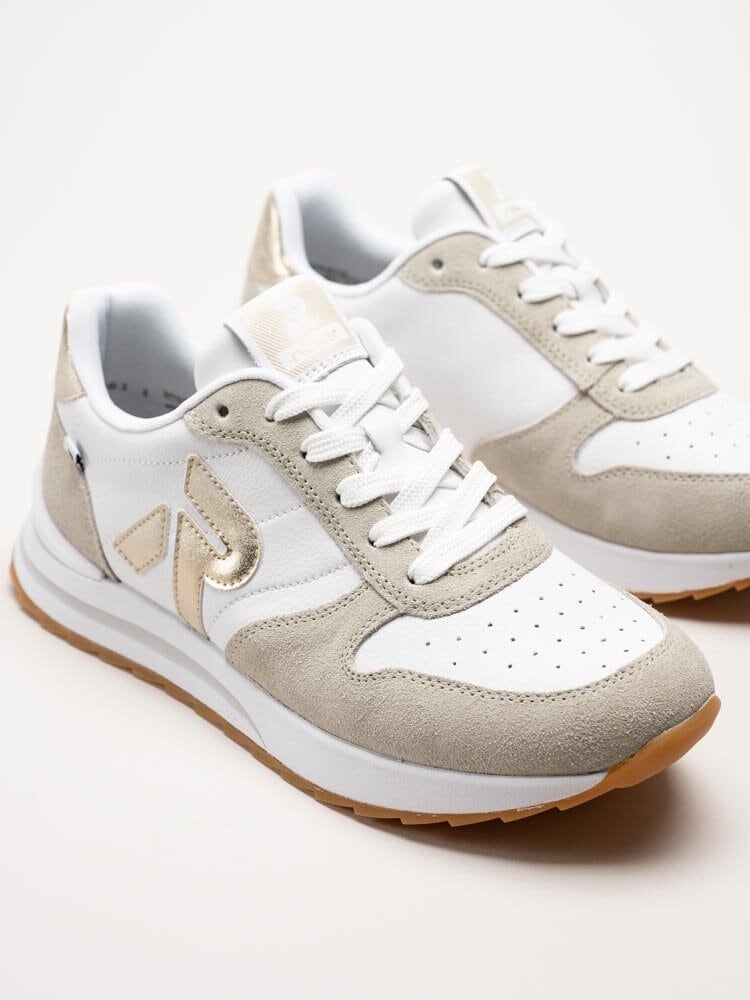 Rieker - Vit beige sneakers i skinn och mocka