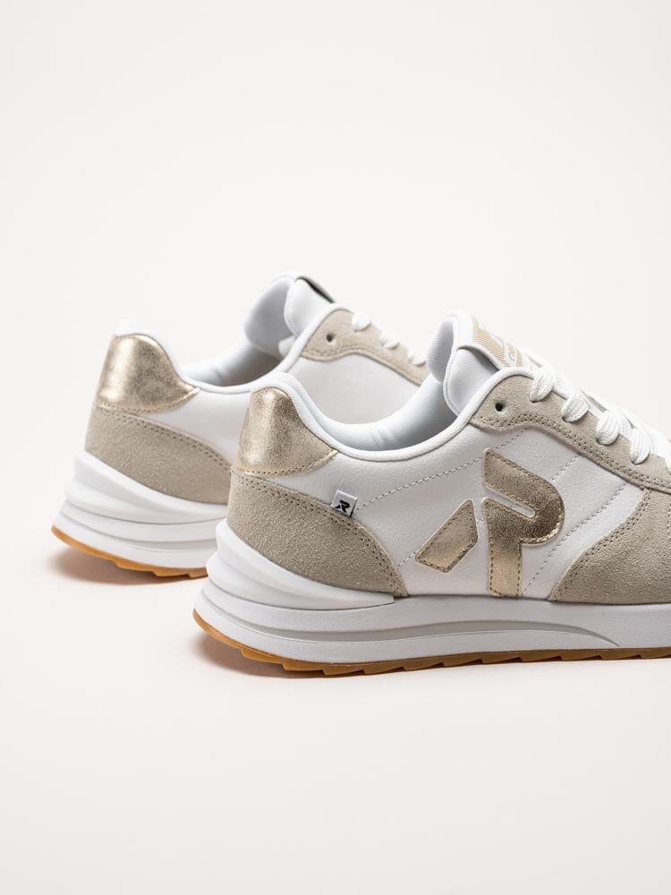 Rieker - Vit beige sneakers i skinn och mocka