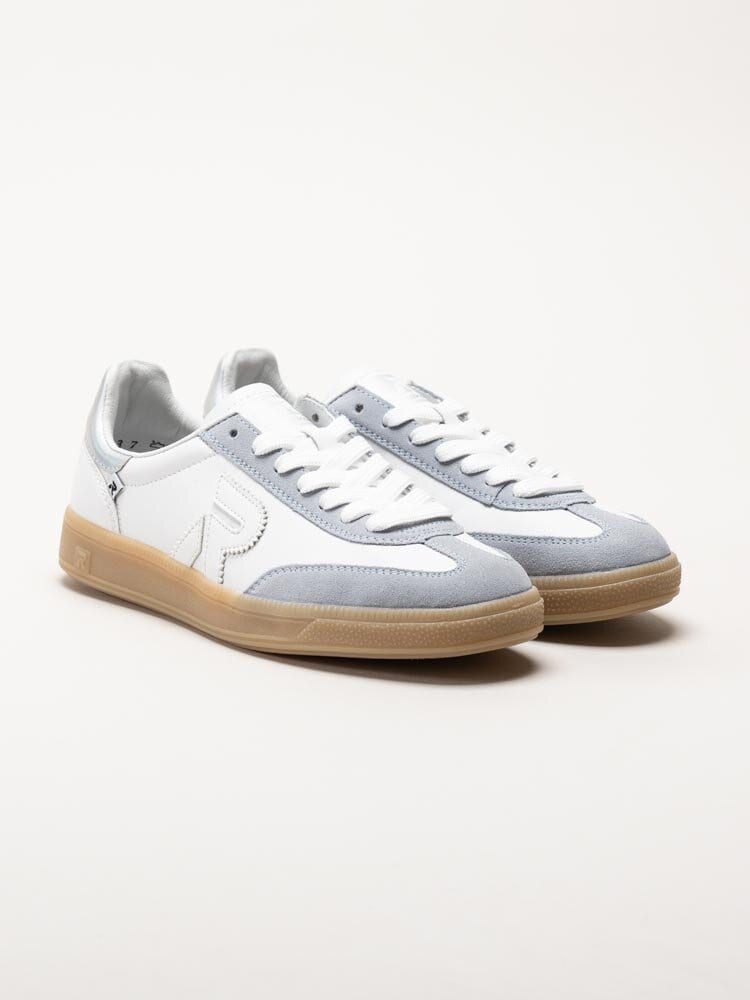 Rieker - Vita retro sneakers i skinn och mocka