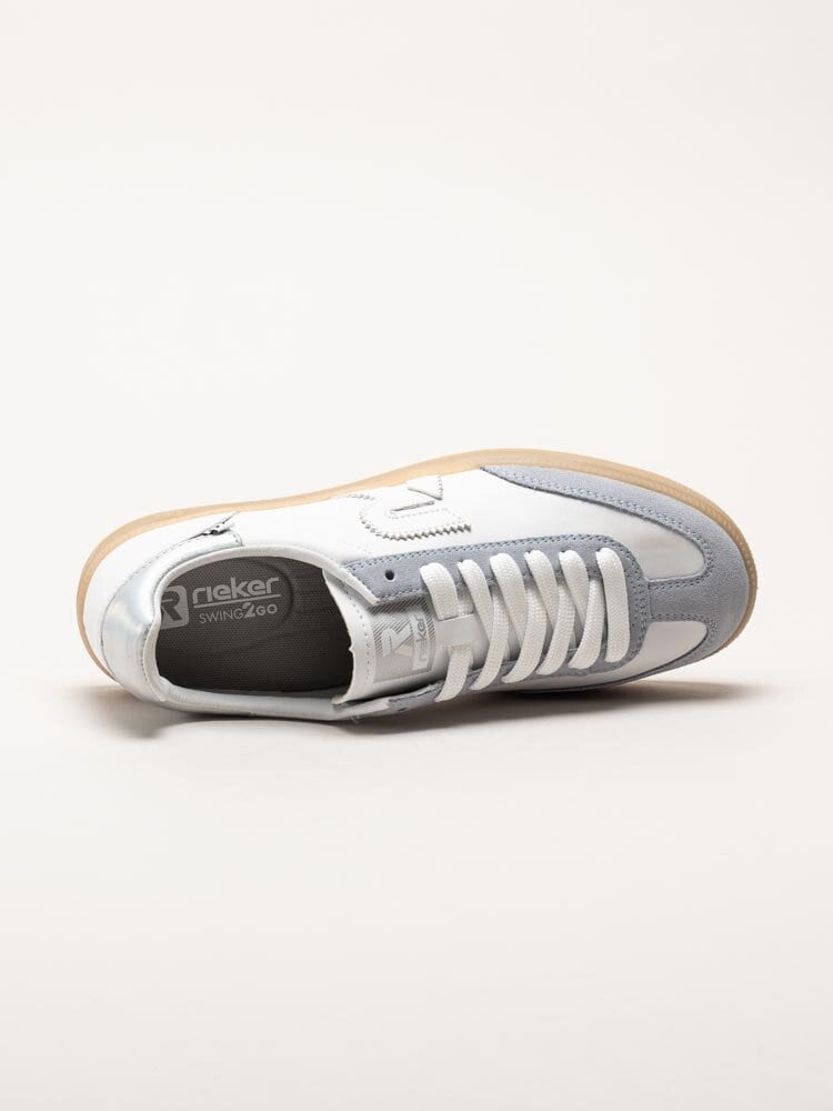 Rieker - Vita retro sneakers i skinn och mocka