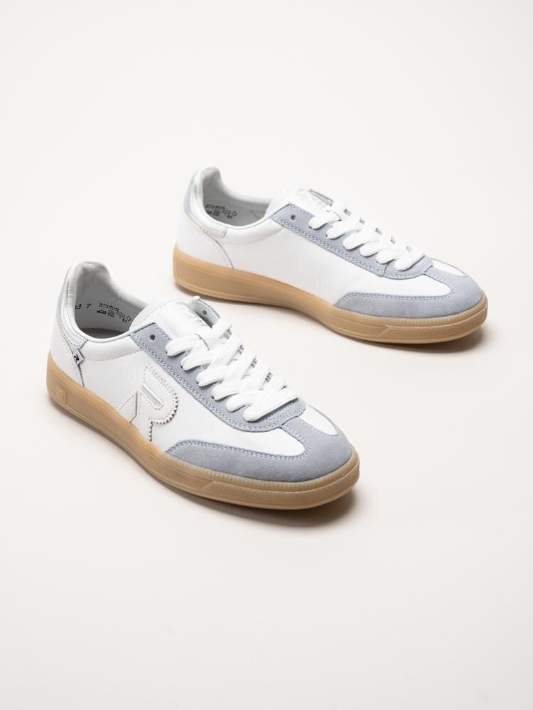 Rieker - Vita retro sneakers i skinn och mocka