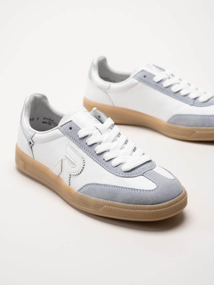 Rieker - Vita retro sneakers i skinn och mocka