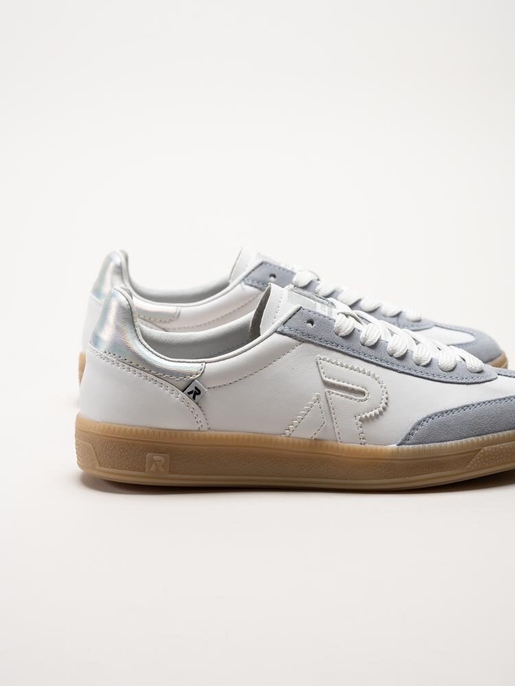 Rieker - Vita retro sneakers i skinn och mocka