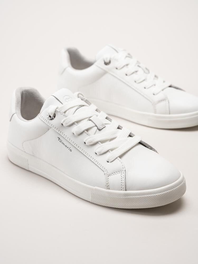 Tamaris - Vita sneakers i skinn