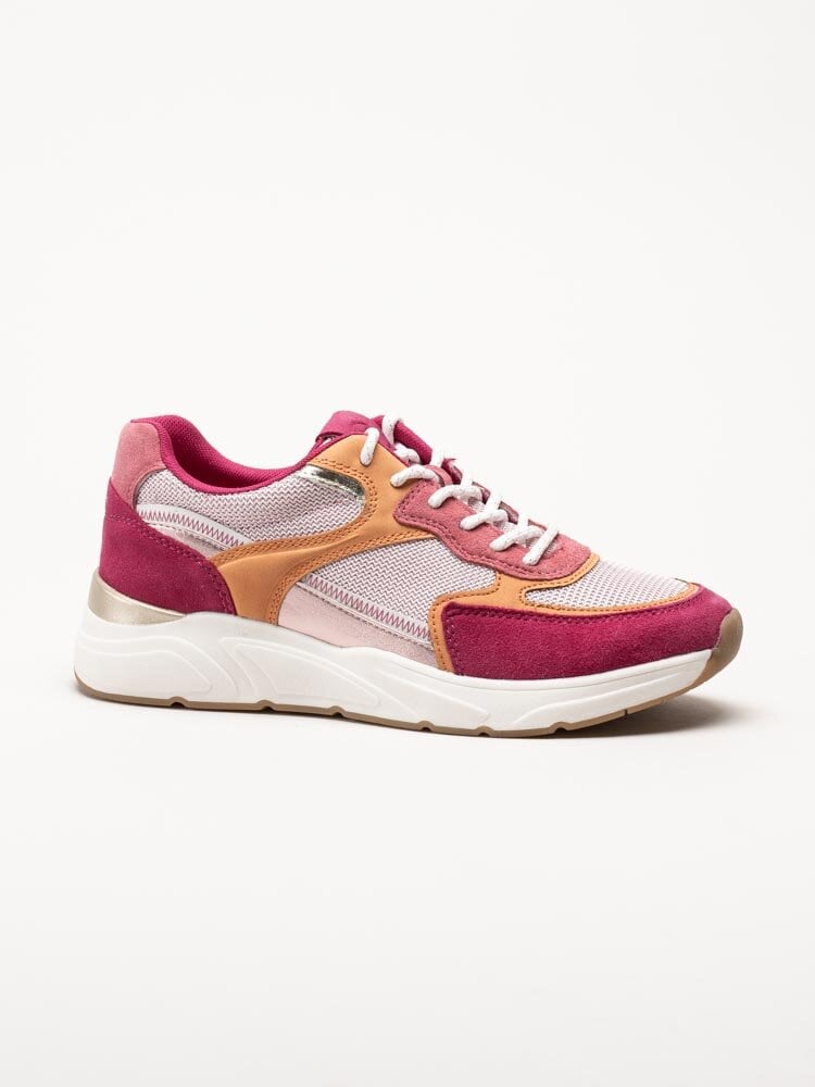 Tamaris - Rosa sneakers i mocka, mesch och syntet