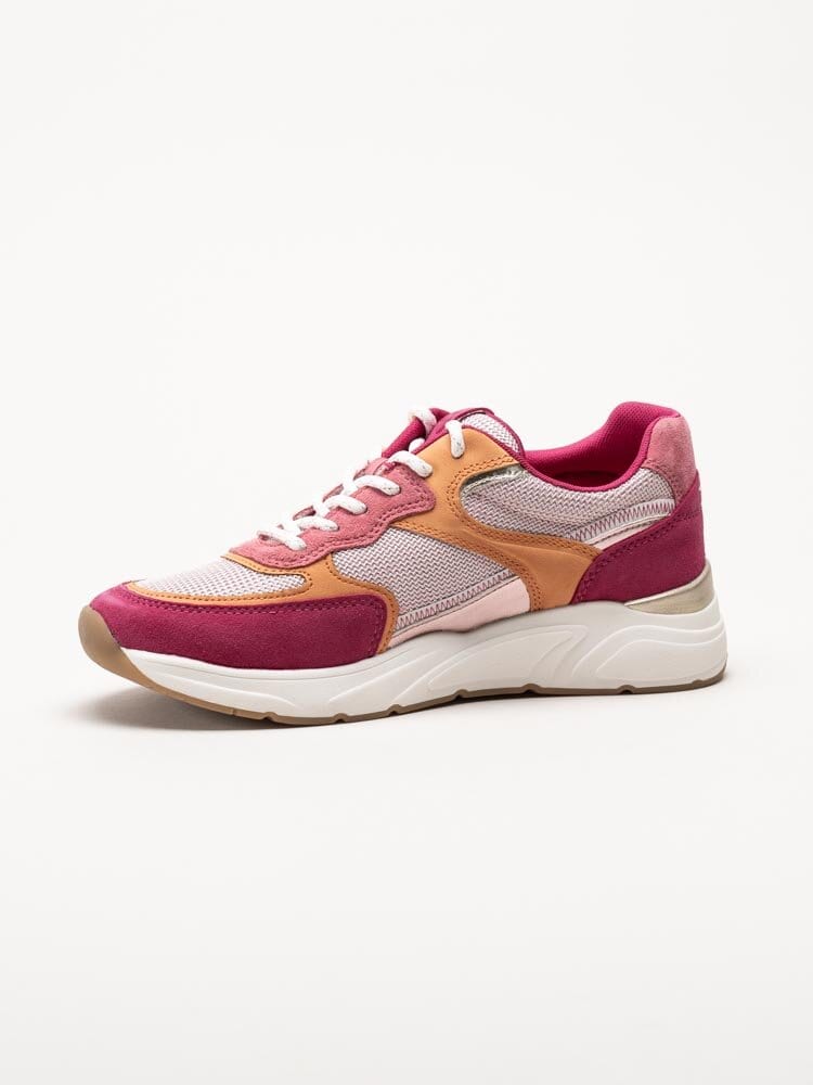 Tamaris - Rosa sneakers i mocka, mesch och syntet