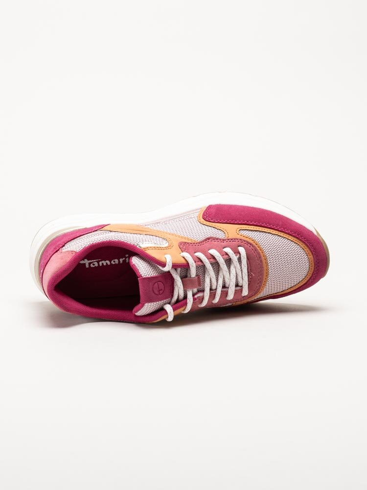 Tamaris - Rosa sneakers i mocka, mesch och syntet