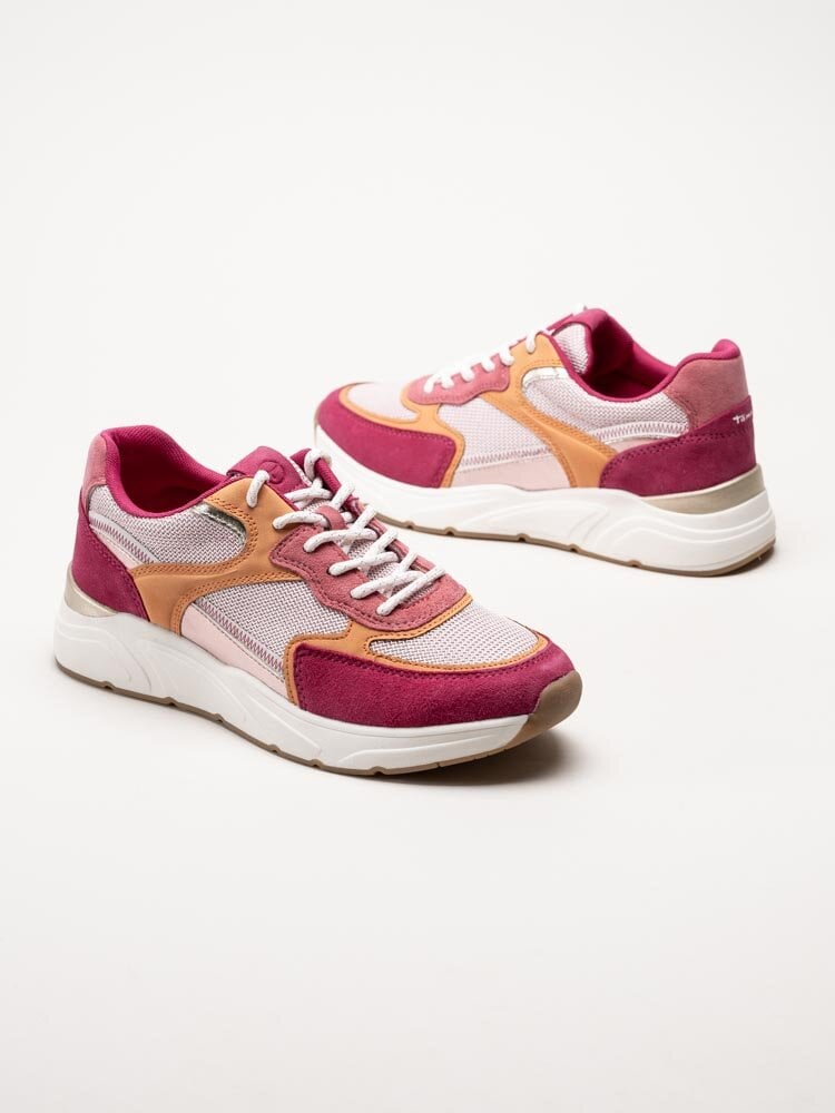 Tamaris - Rosa sneakers i mocka, mesch och syntet