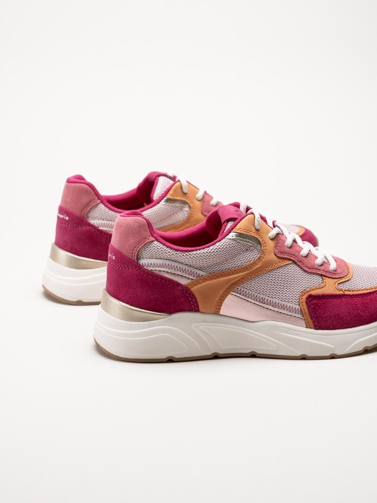 Tamaris - Rosa sneakers i mocka, mesch och syntet