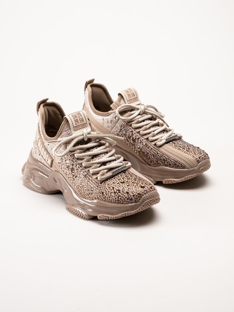 Steve Madden - Mistica - Beige chunky sneakers med strass