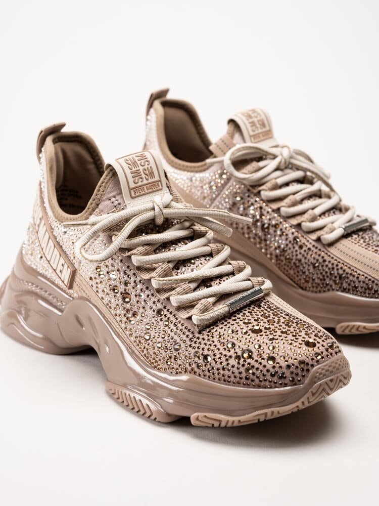 Steve Madden - Mistica - Beige chunky sneakers med strass