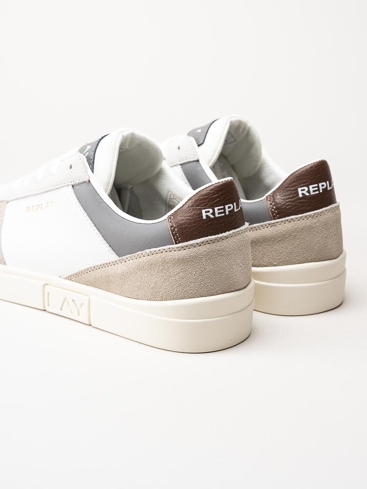 Replay - Polys Court 3 Sneaker - Vita sneakers med bruna och grå partier