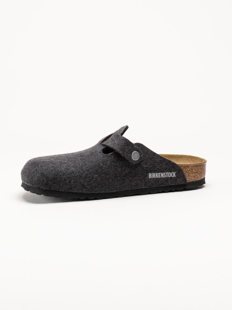 Birkenstock - Boston Wool Felt Regular - Mörkgrå ulltofflor