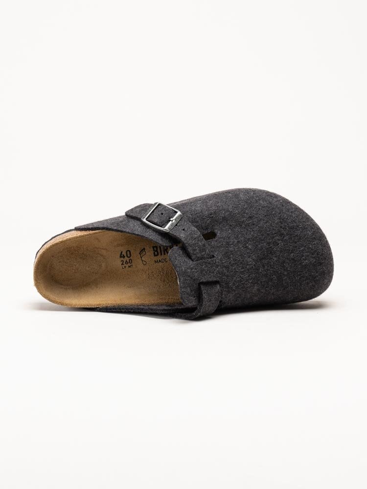 Birkenstock - Boston Wool Felt Regular - Mörkgrå ulltofflor