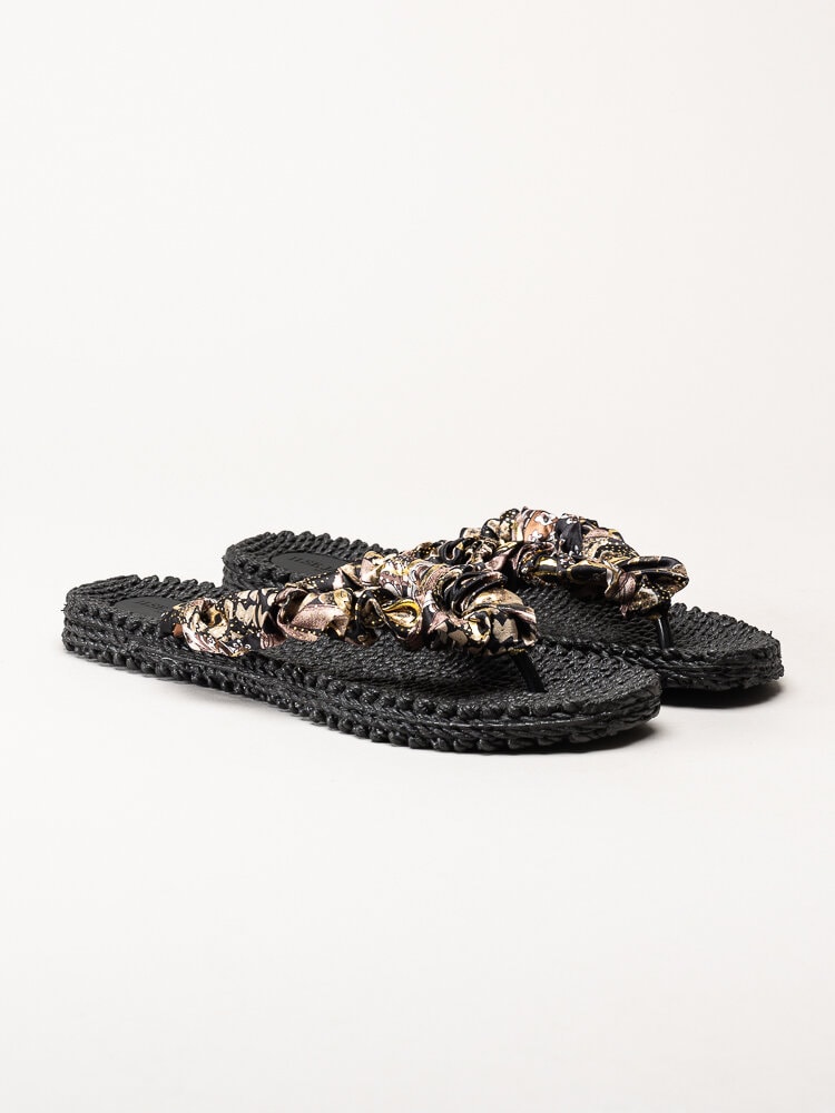 Ilse Jacobsen - Cheerful05 - Svarta flip flops med multifärgade satinremmar