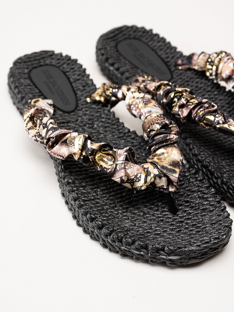 Ilse Jacobsen - Cheerful05 - Svarta flip flops med multifärgade satinremmar