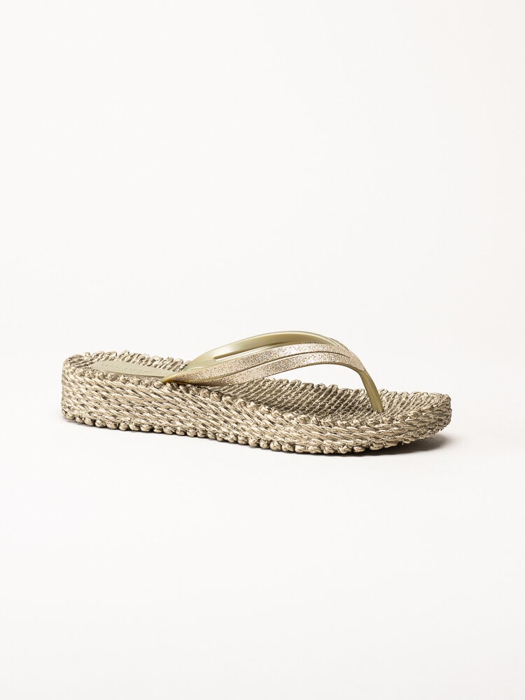 Ilse Jacobsen - Cheerful13 - Guldfärgade flip flops med glitterremmar