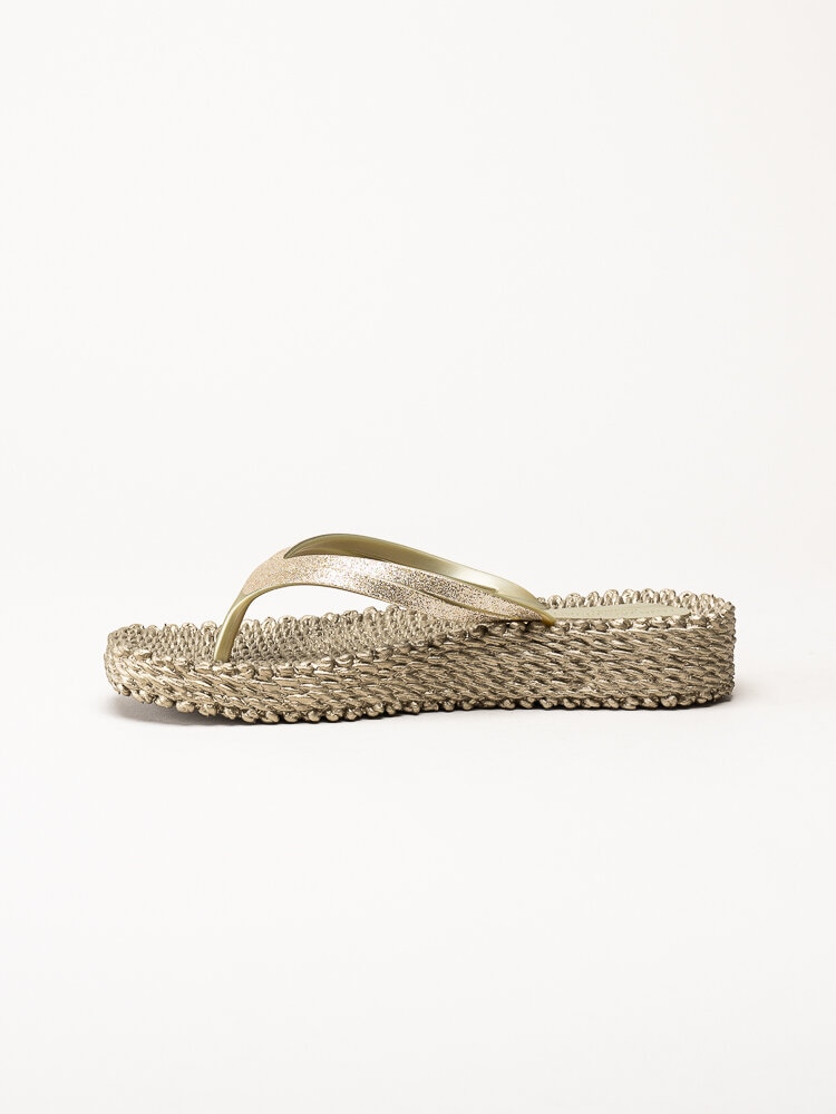 Ilse Jacobsen - Cheerful13 - Guldfärgade flip flops med glitterremmar