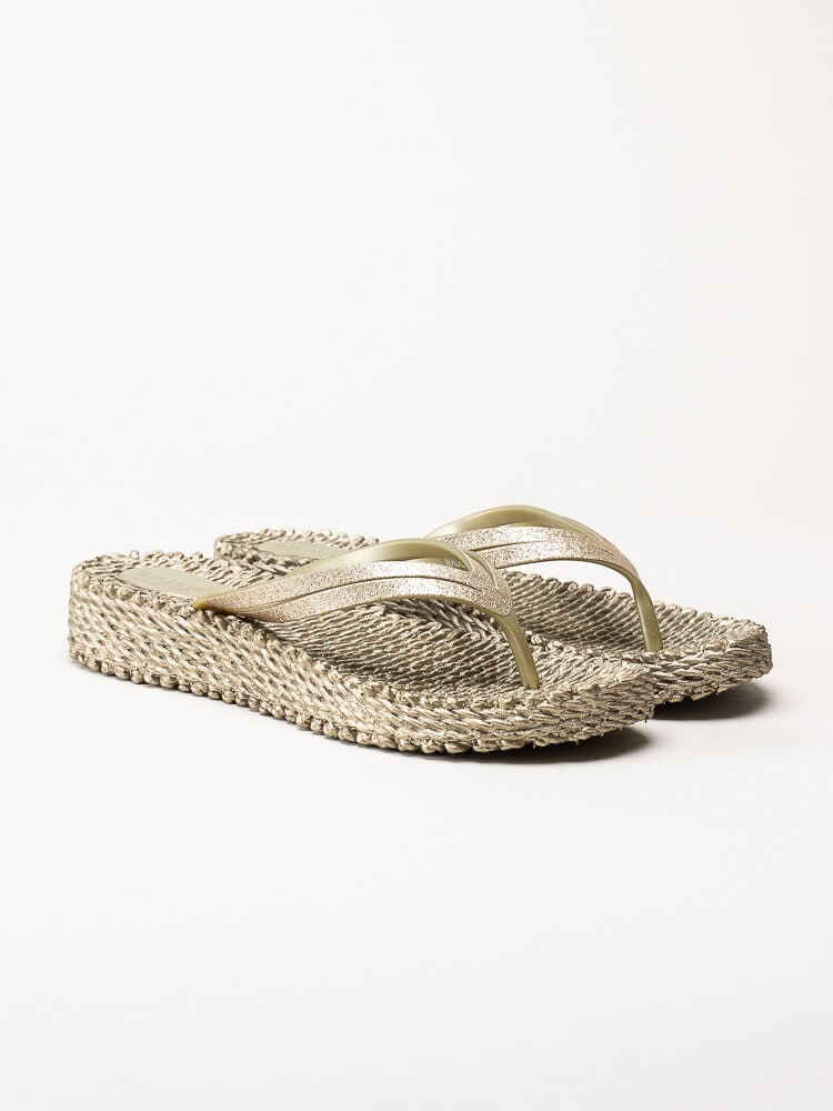 Ilse Jacobsen - Cheerful13 - Guldfärgade flip flops med glitterremmar