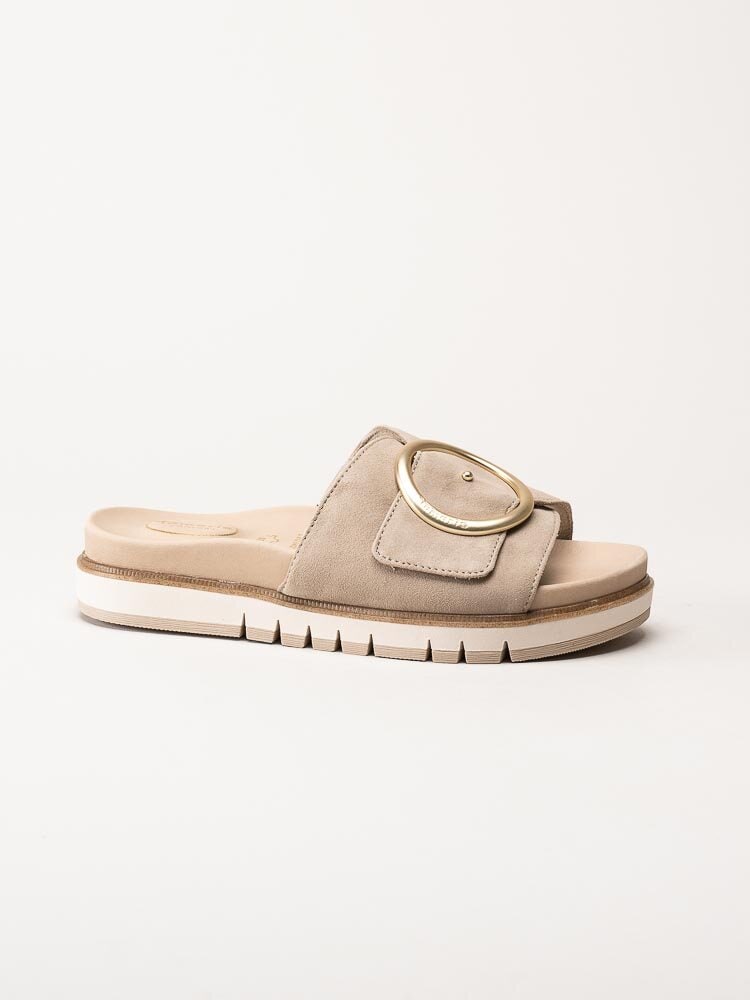 Tamaris Comfort - Beige slip in sandaler i skinn