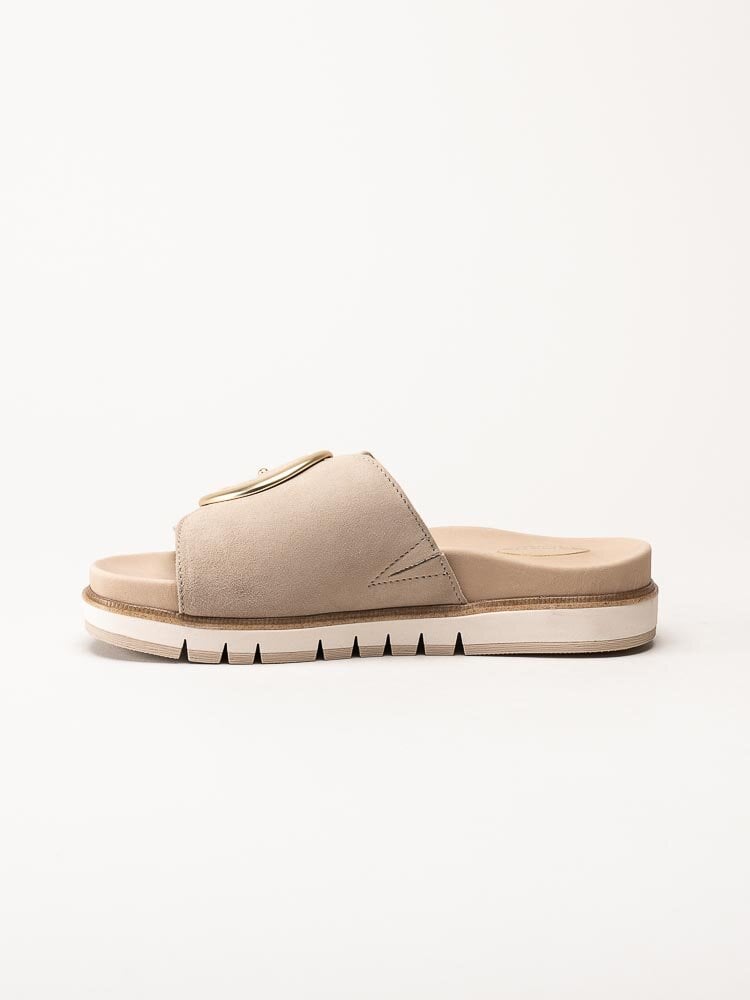 Tamaris Comfort - Beige slip in sandaler i skinn