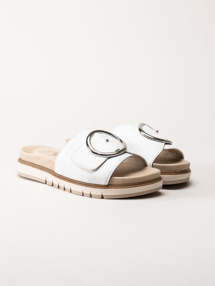 Tamaris Comfort - Vita slip in sandaler i skinn