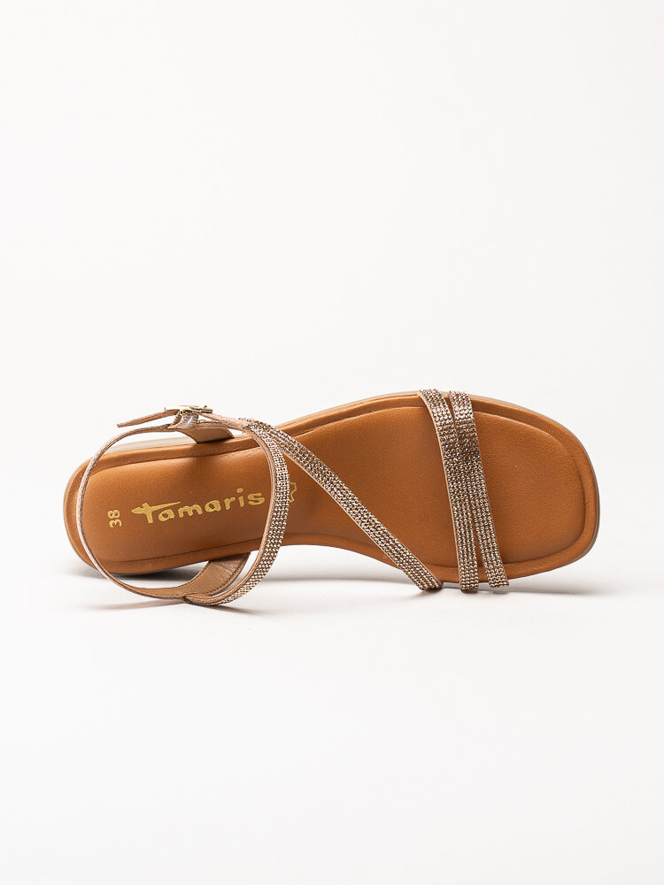 Tamaris - Rose metallic sandaler med glitterremmar