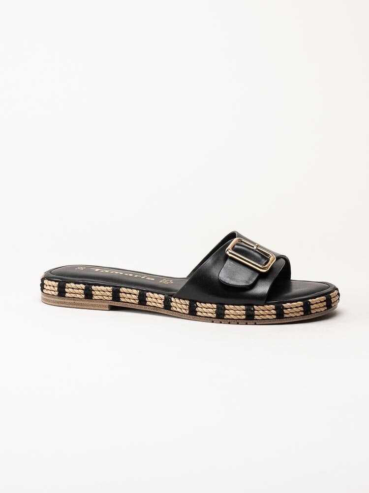 Tamaris - Svarta slip in sandaler i skinn