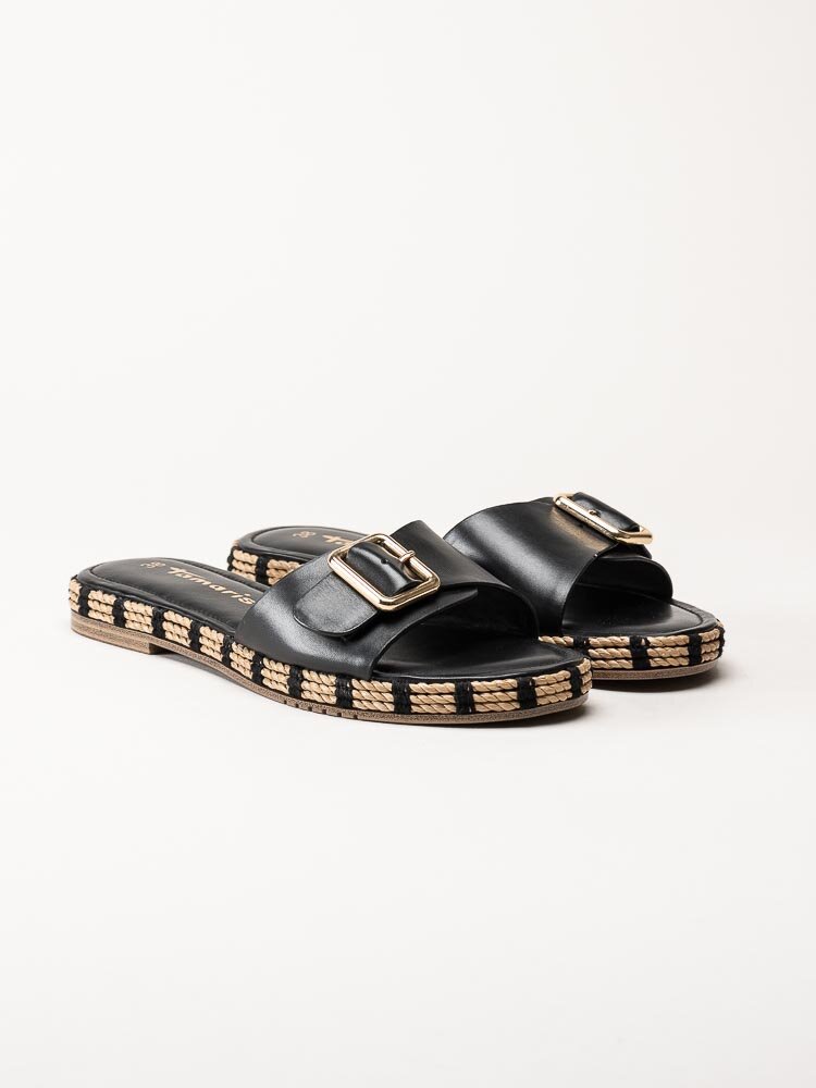 Tamaris - Svarta slip in sandaler i skinn