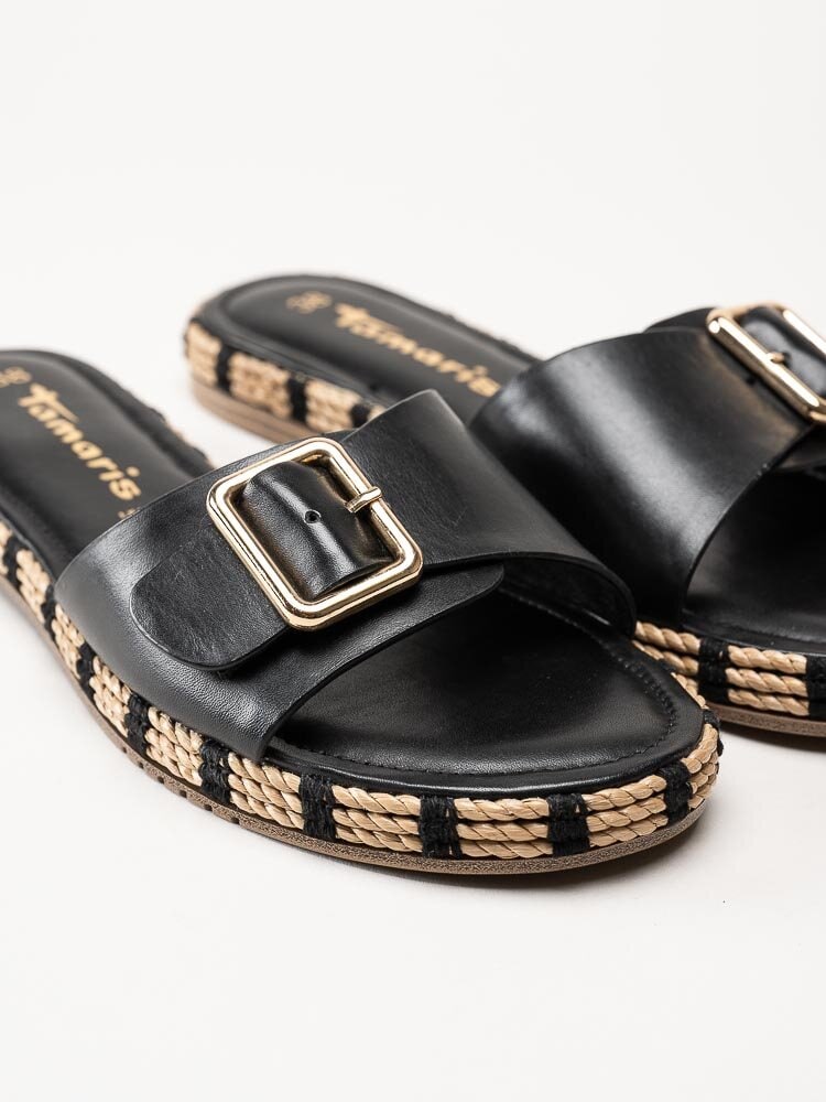 Tamaris - Svarta slip in sandaler i skinn