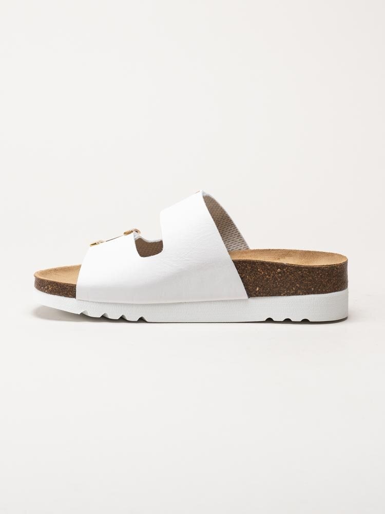 Scholl - Monterey - Vita slip in sandaler i skinn