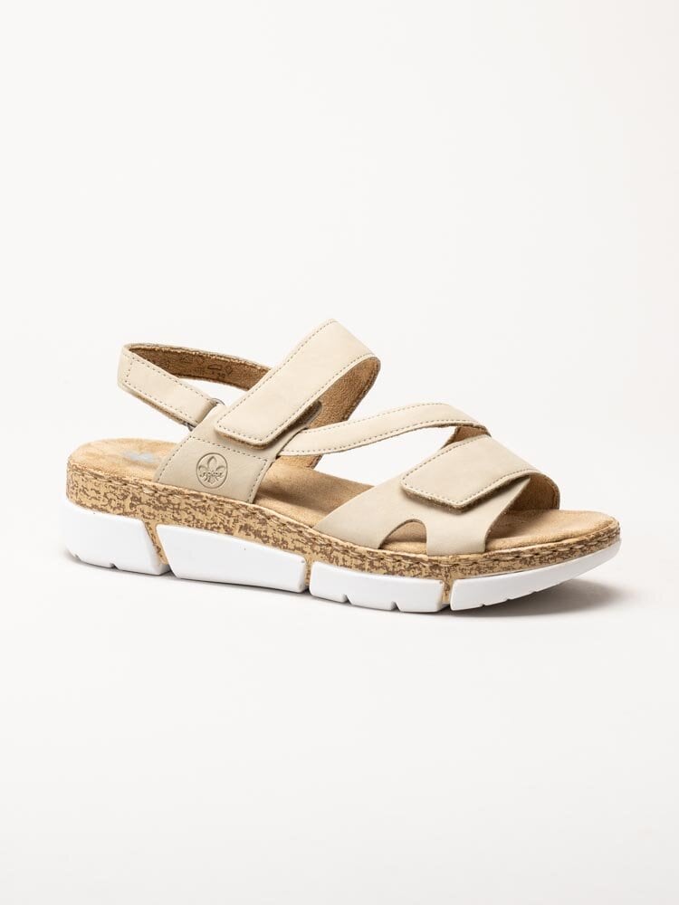 Rieker - Beige sandaler i mockaimitation