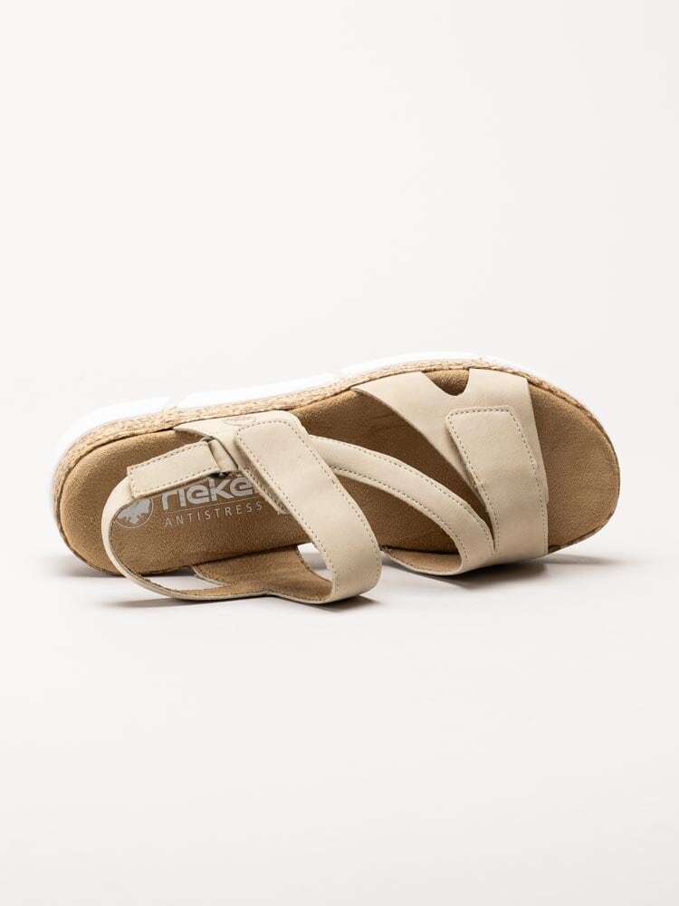 Rieker - Beige sandaler i mockaimitation