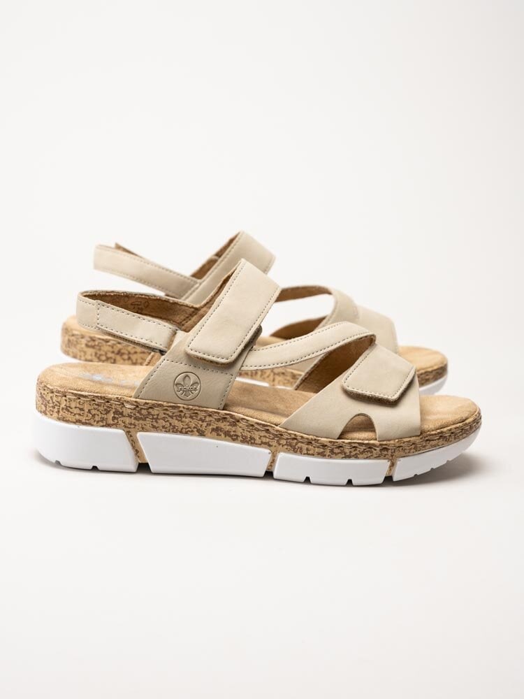 Rieker - Beige sandaler i mockaimitation