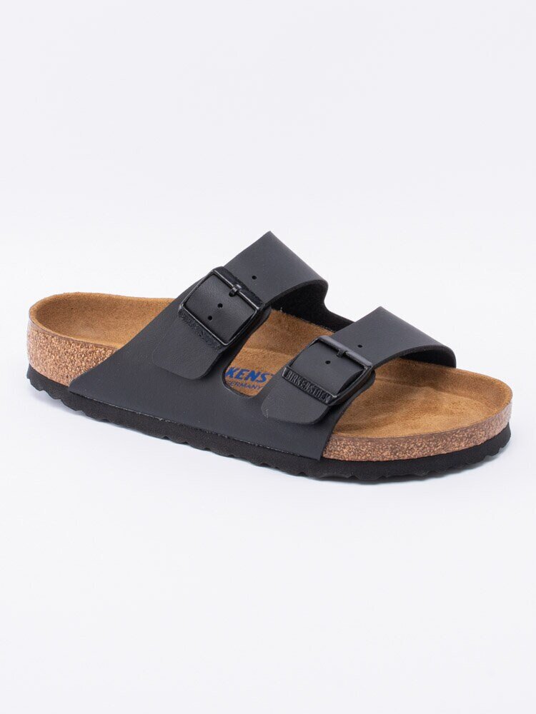 Birkenstock - Arizona Regular SFB - Svarta slip in sandaler med smal läst