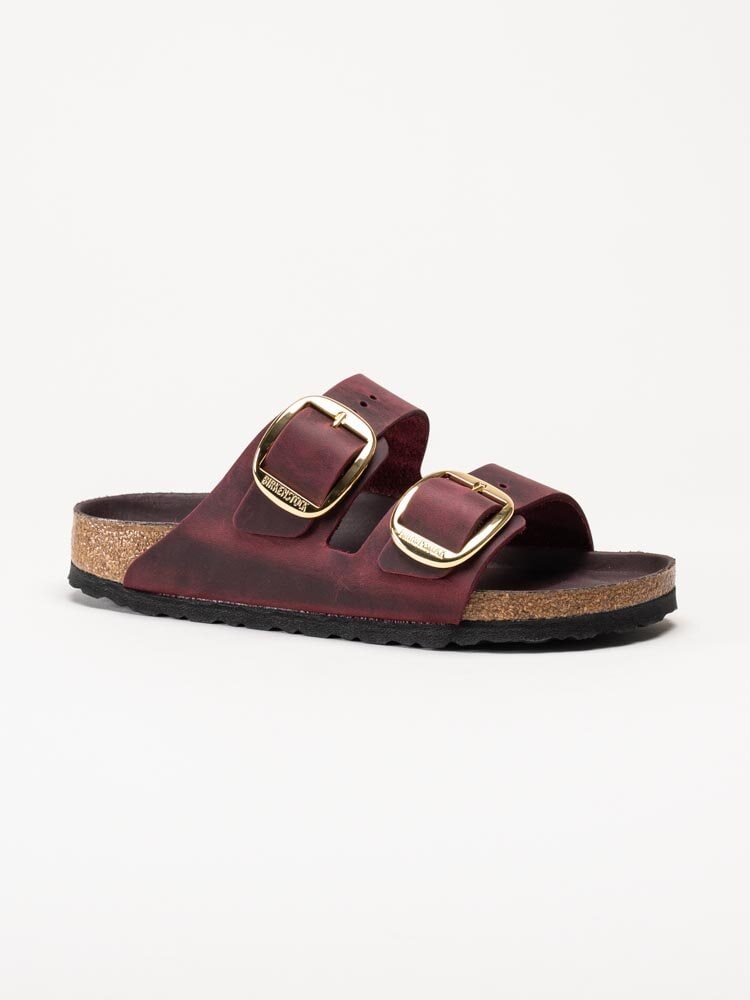 Birkenstock - Arizona Big Buckle oiled narro - Vinröda slip in sandaler med stora spännen