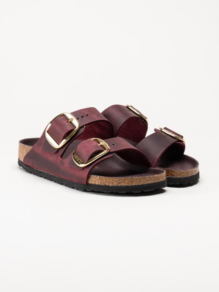 Birkenstock - Arizona Big Buckle oiled narro - Vinröda slip in sandaler med stora spännen