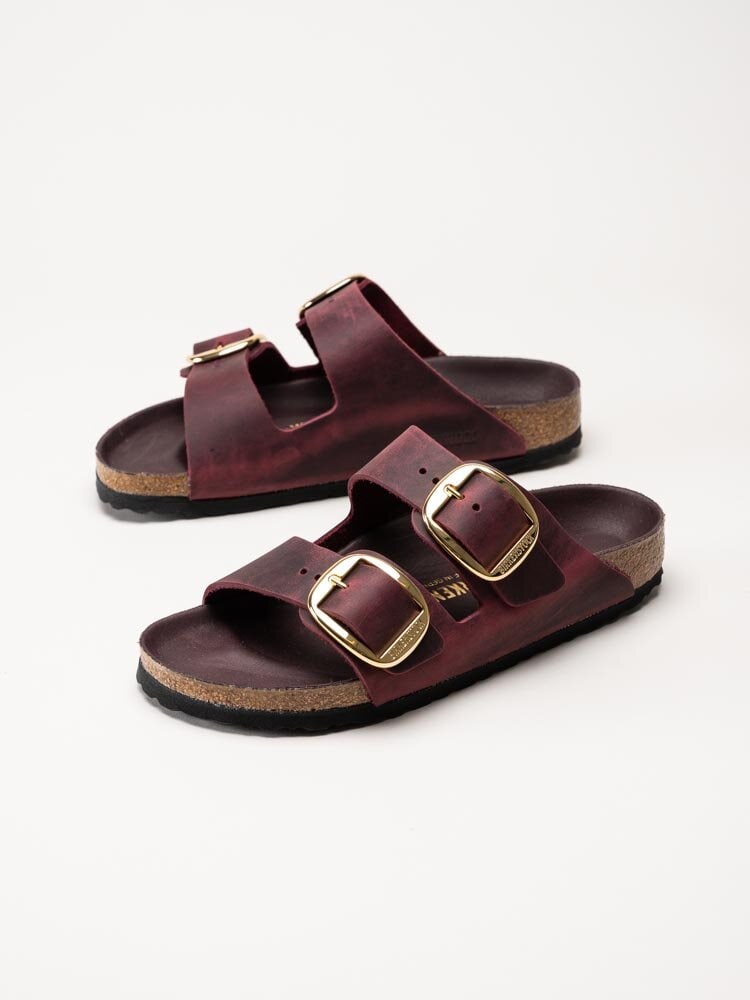 Birkenstock - Arizona Big Buckle oiled narro - Vinröda slip in sandaler med stora spännen