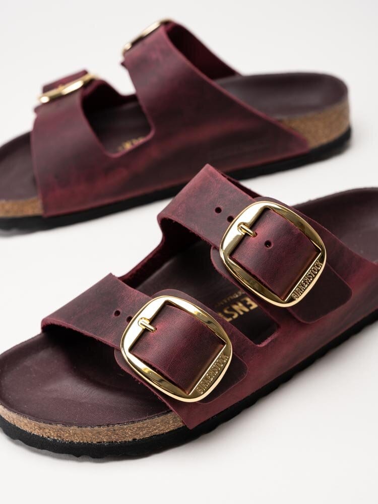 Birkenstock - Arizona Big Buckle oiled narro - Vinröda slip in sandaler med stora spännen