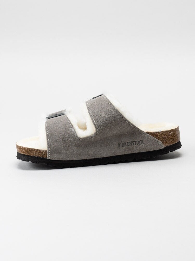 Birkenstock - Arizona Shearling - Gråa fårskinnsfodrade slip in sandaler