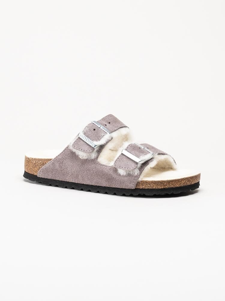 Birkenstock - Arizona Shearling - Ljuslila fårskinnsfodrade slip in sandaler