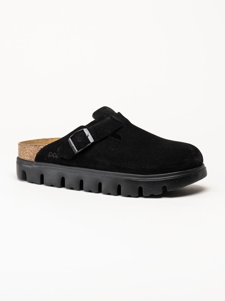 Papillio - Boston chunky suede - Svarta slip in sandaler i mocka