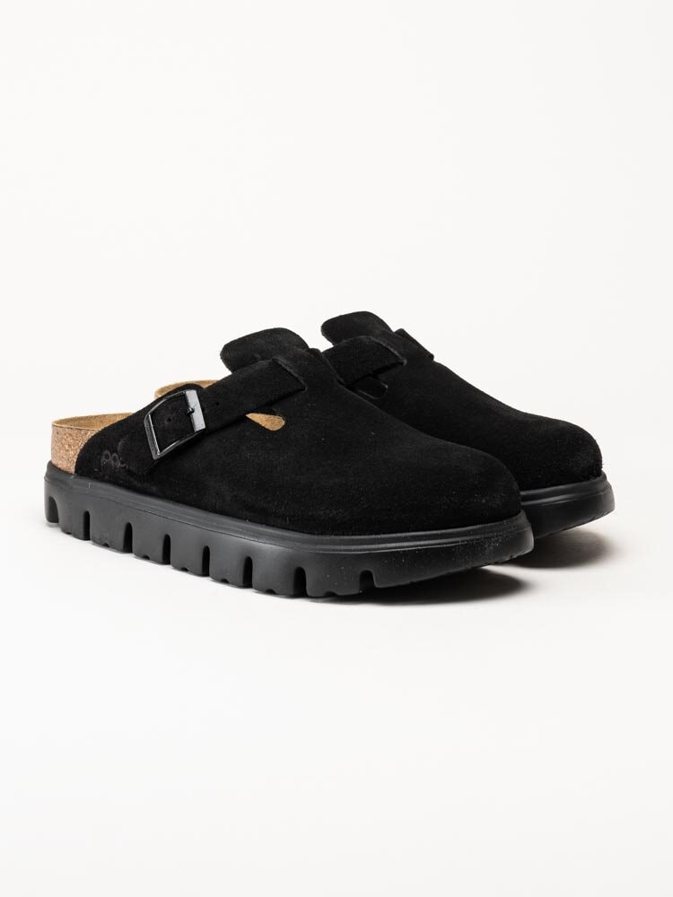 Papillio - Boston chunky suede - Svarta slip in sandaler i mocka