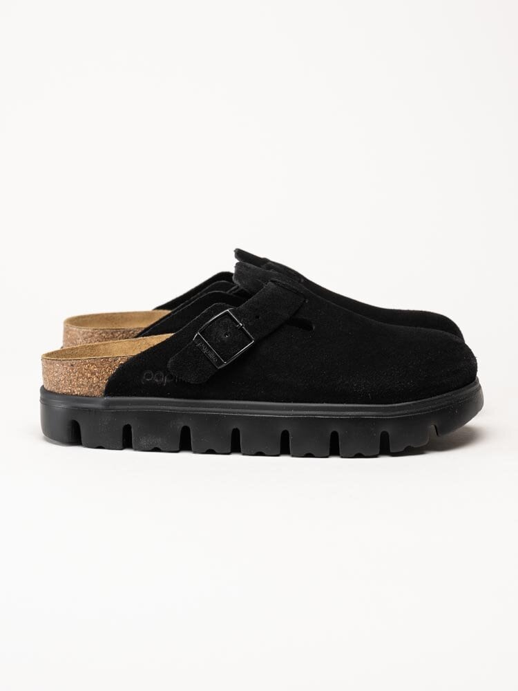 Papillio - Boston chunky suede - Svarta slip in sandaler i mocka