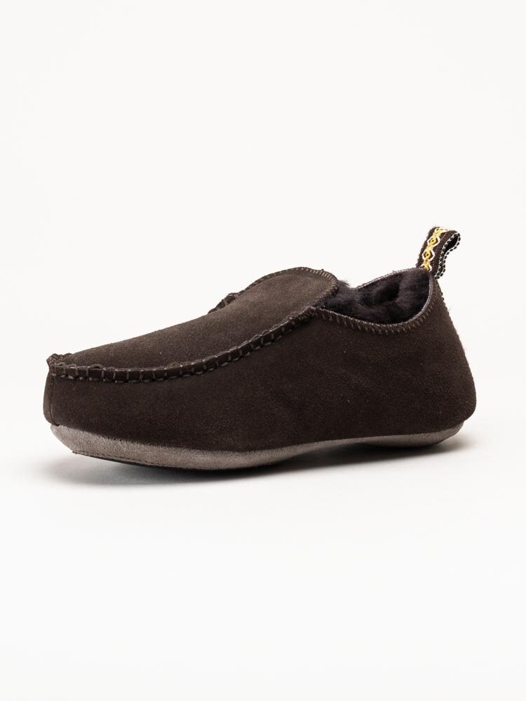 Axelda - Edinburgh 2 - Mörkbruna slip on fårskinnstofflor