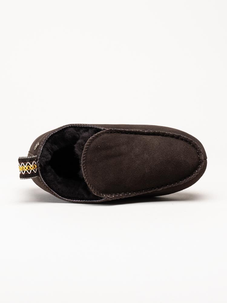 Axelda - Edinburgh 2 - Mörkbruna slip on fårskinnstofflor