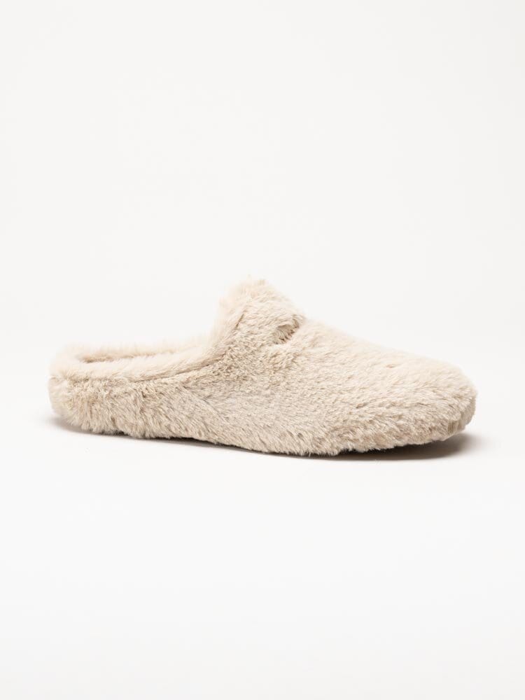 Hush Puppies - Olivia - Beige fluffiga slip in tofflor