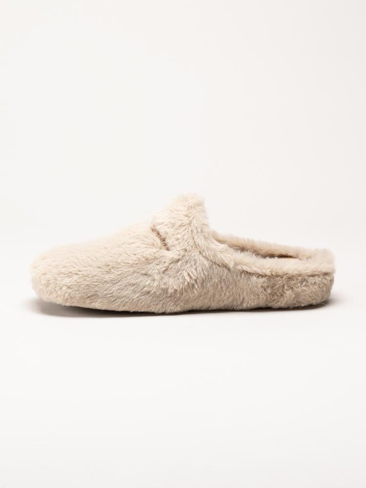 Hush Puppies - Olivia - Beige fluffiga slip in tofflor