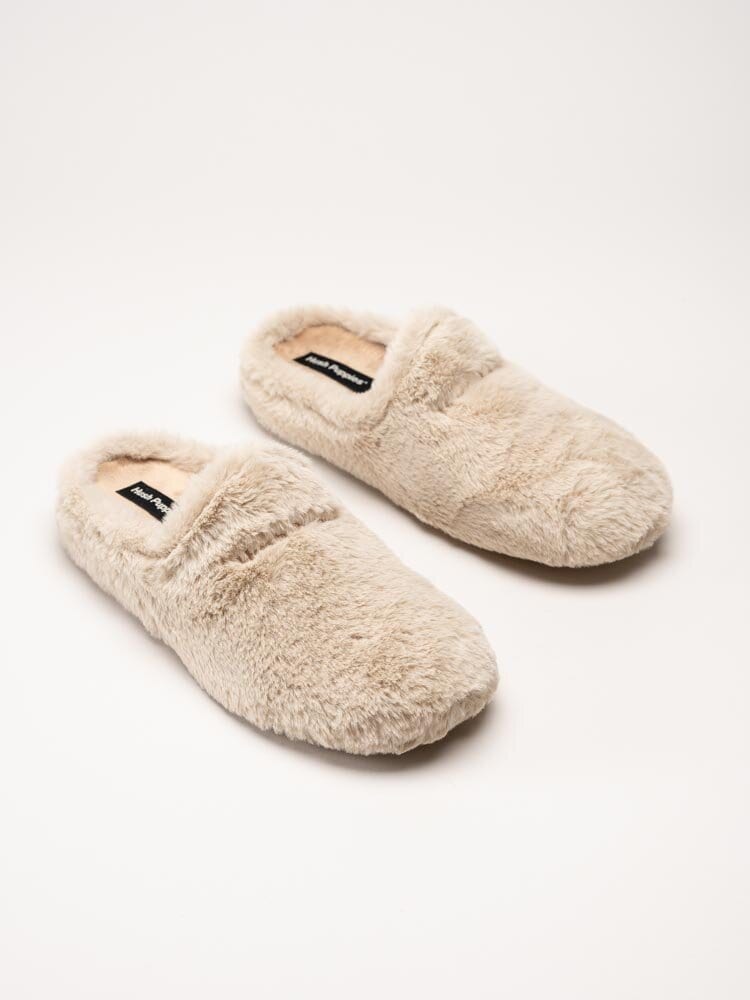 Hush Puppies - Olivia - Beige fluffiga slip in tofflor